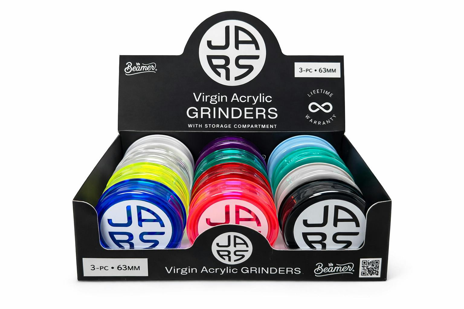 JARS Acrylic 3-Piece 63mm Grinder W/ Storage Compartment | Grinders