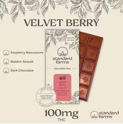 Velvet Berry Dark Chocolate Bar | Chocolates | 10pk | 9.634mg/ea by Standard Farms
