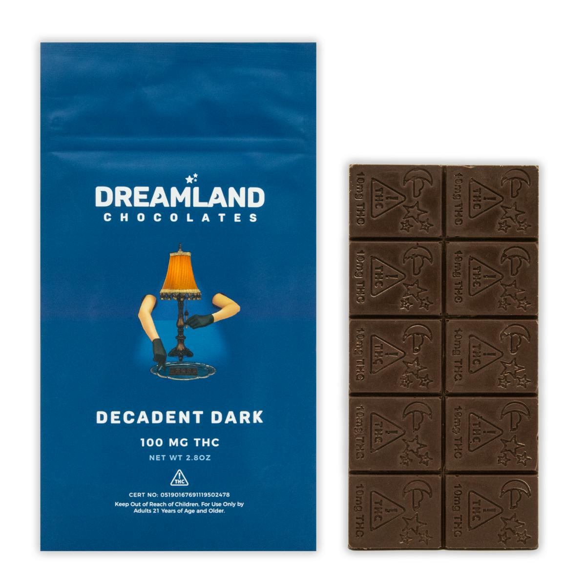 Decadent Dark Chocolate Bar | Chocolates | 10pk | 10mg/ea