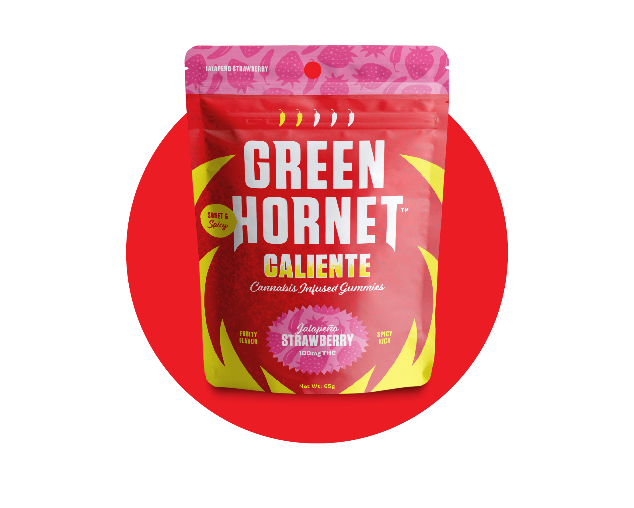 Caliente Jalapeño Strawberry Gummies | Gummies | 10pk | 10mg/ea by Green Hornet