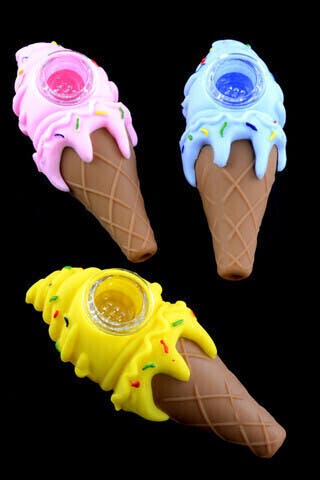 SPS - Silicone Ice Cream Cone Pipe w/glass bowl | Pipes by SPS