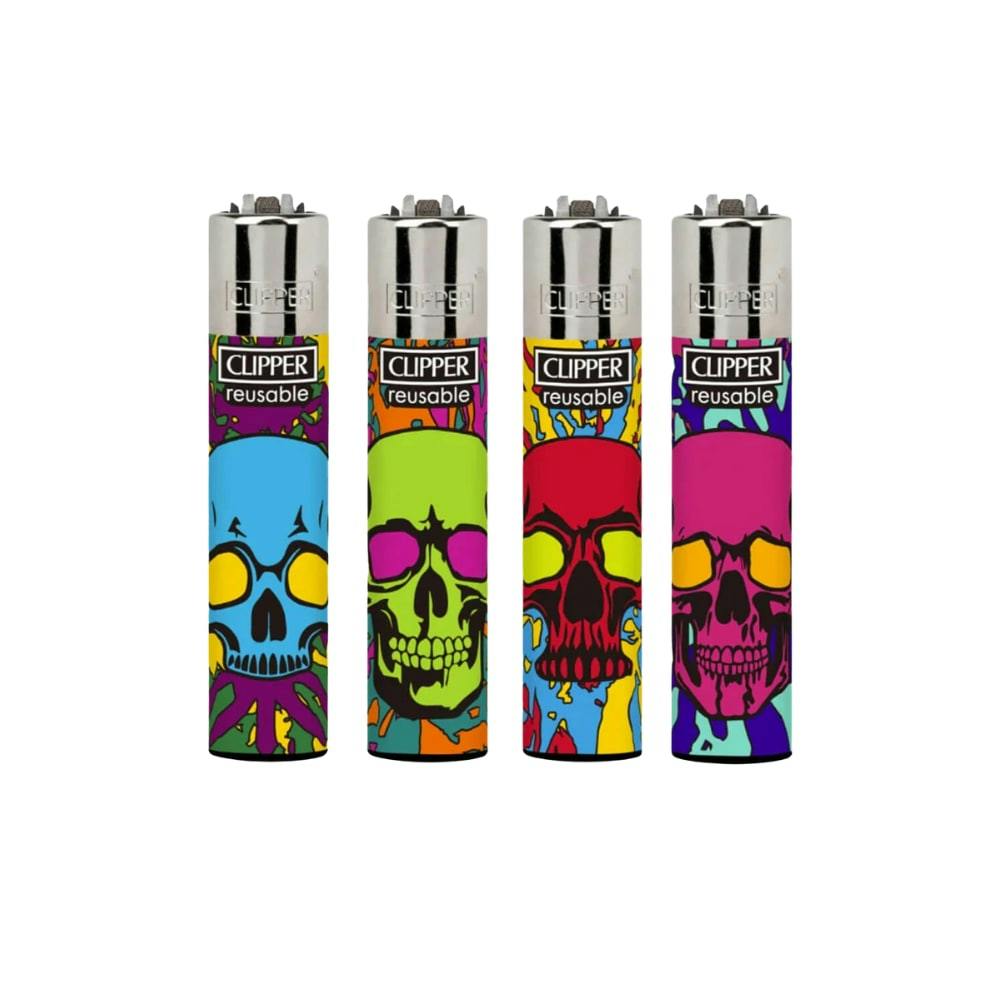 Clipper Colourful Skulls Lighters | Accessories