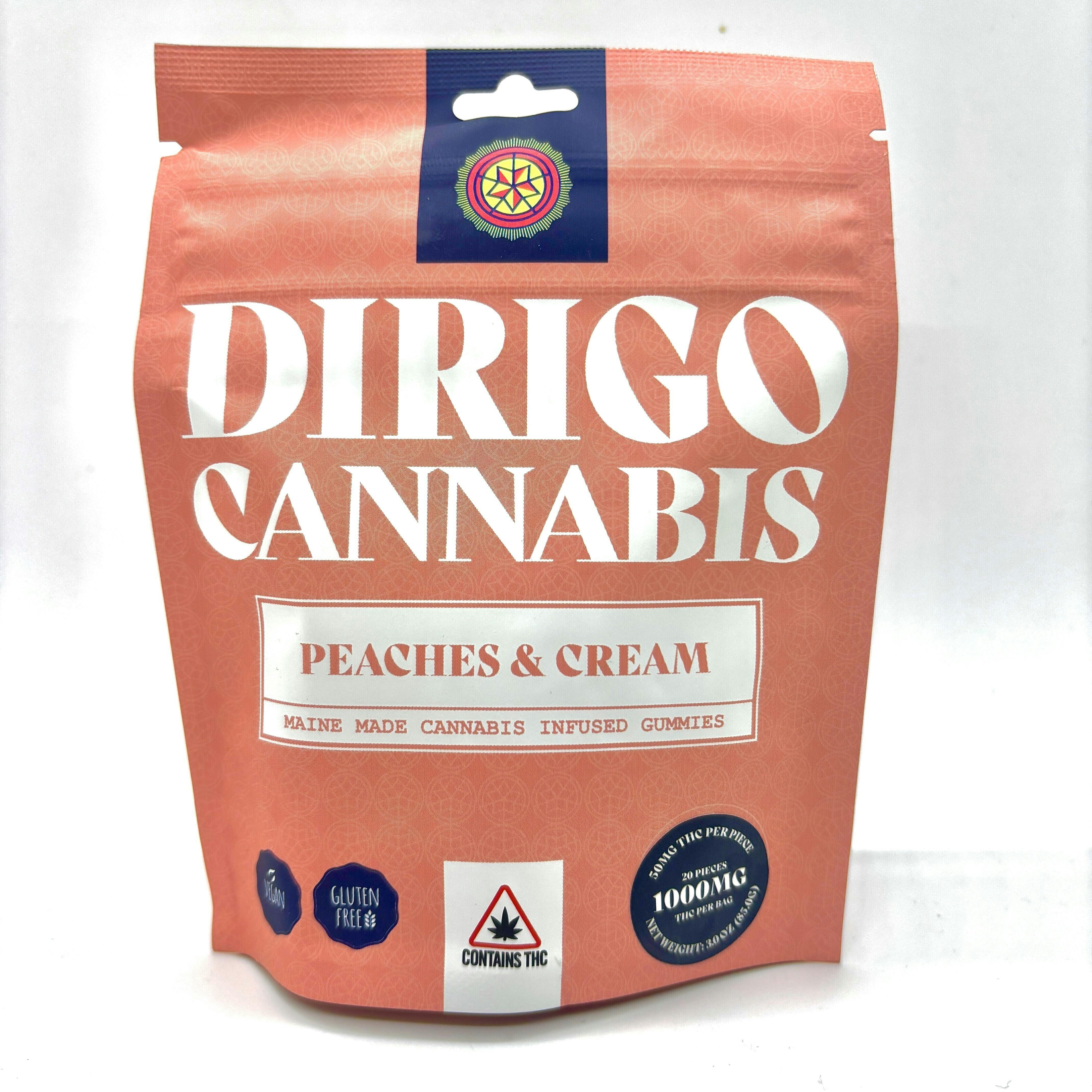 1000mg Peaches & Cream Gummies | Dirigo Cannabis | Gummies | 20pk | 50mg/ea