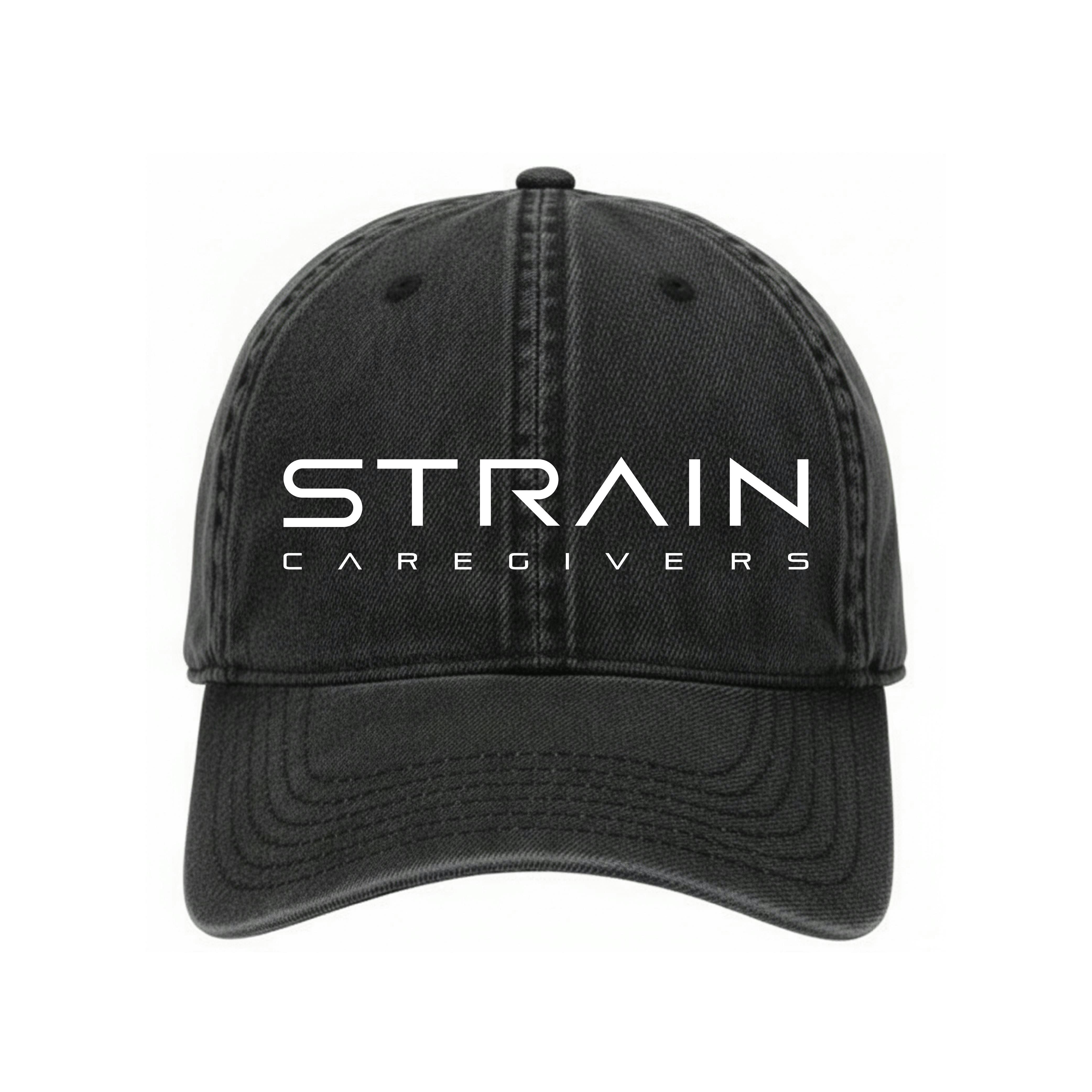 Strain Caregivers - Strain Dad Hat - Washed Denim Black | Apparel