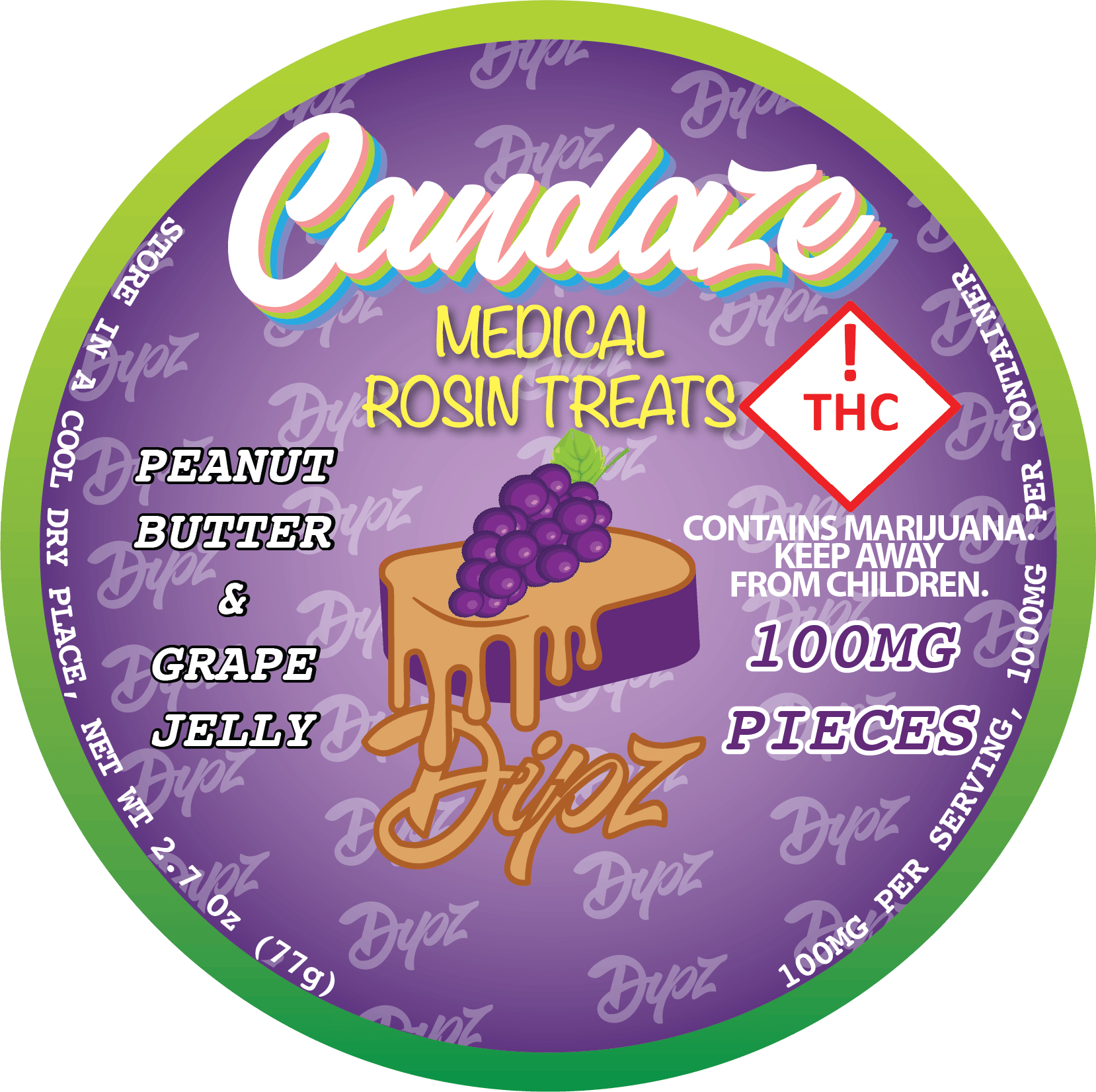 Candaze Grape PB&J Rosin Gummies 1000mg | Gummies | 10pk | 100mg/ea