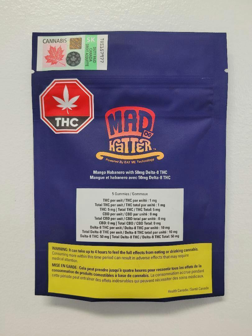 Mad Hatter Mango Habanero Gummies + Delta 8 THC 5x | Gummies | 5pk | 1mg/ea