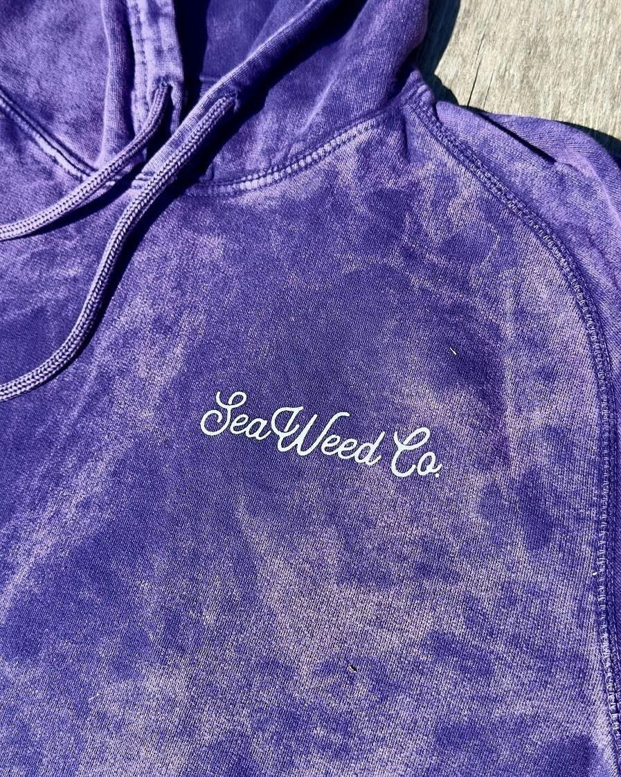 Seaweed Co. - Hoodie - Acid Wash Purple - Gray Text & Logo - M | Apparel by SeaWeed Co.