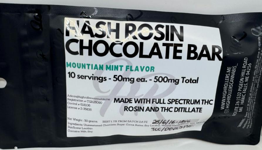 High Rollers - Rosin 500mg - Chocolate Bars - Mountain Mint - Relaxing | Ch