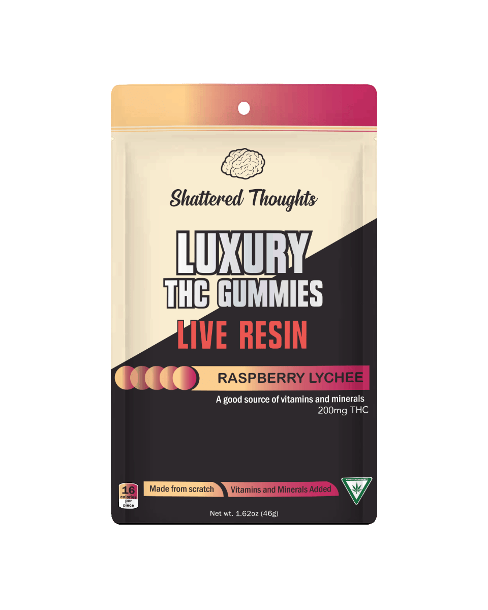 Shattered Thoughts | Raspberry Lychee Live Resin Gummies | 200mg | 10ct by Shattered Thoughts