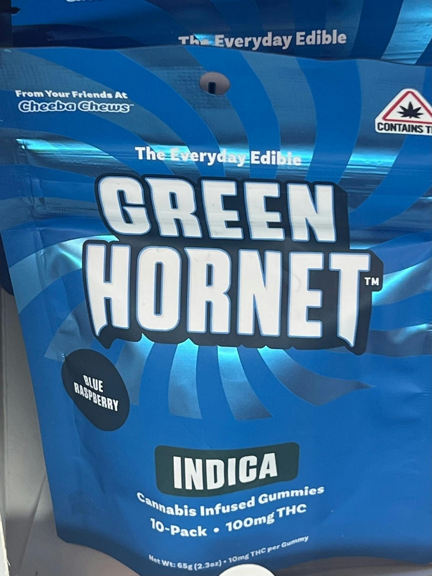 Green Hornet - Blue Raspberry 100mg Indica Gummies | Gummies | 10pk | 10.43