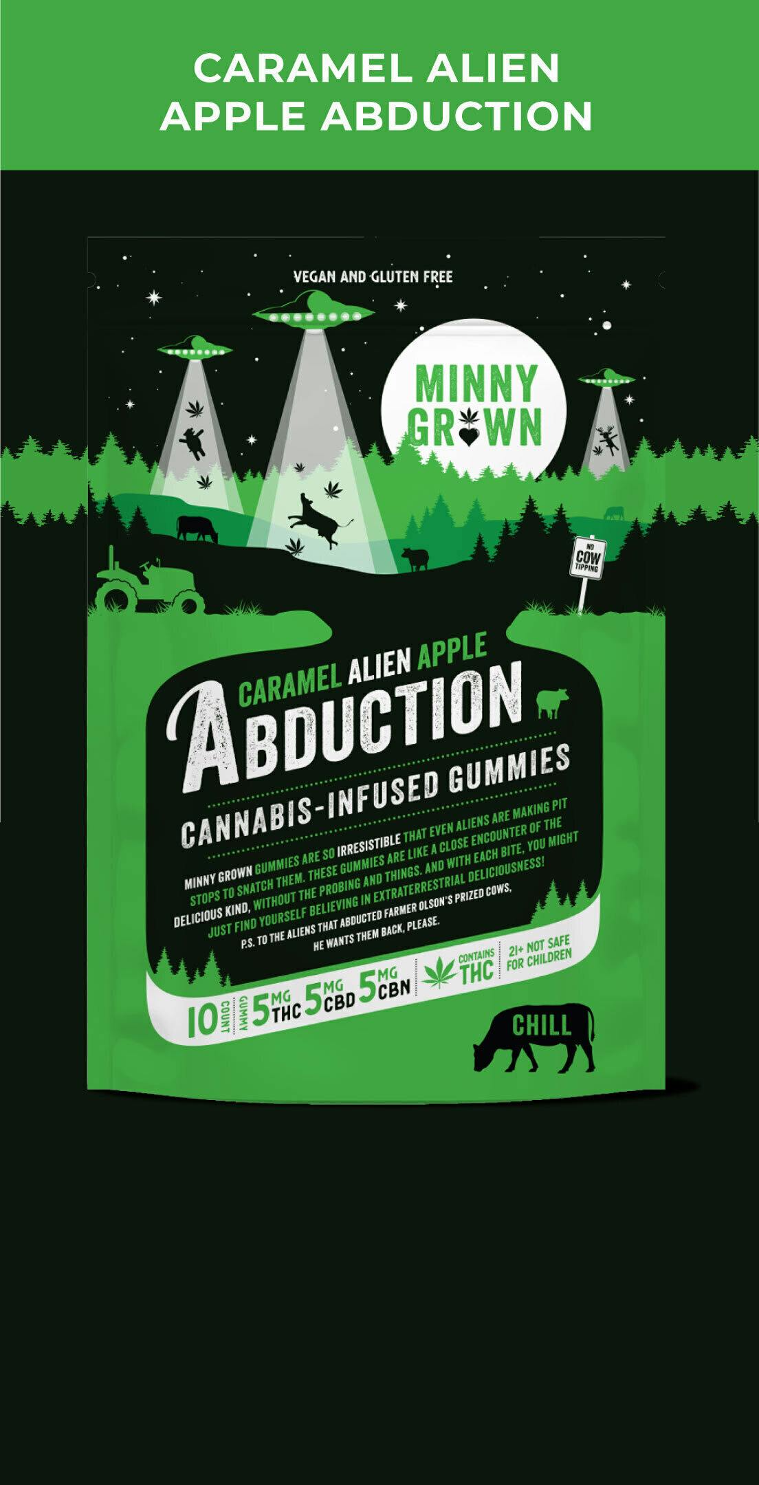 Minny Grown | Caramel Apple Alien Abduction THC CBD CBN Gummies | 50mg THC at Legacy Cannabis