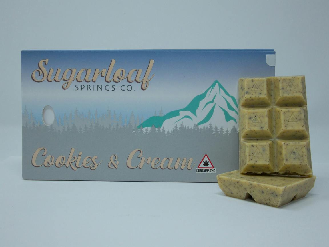 Cookies & Cream Chocolate Bar | Chocolates | 10pk | 10mg/ea at Cannabis Cured Sugarloaf Recreational Weed Dispensary