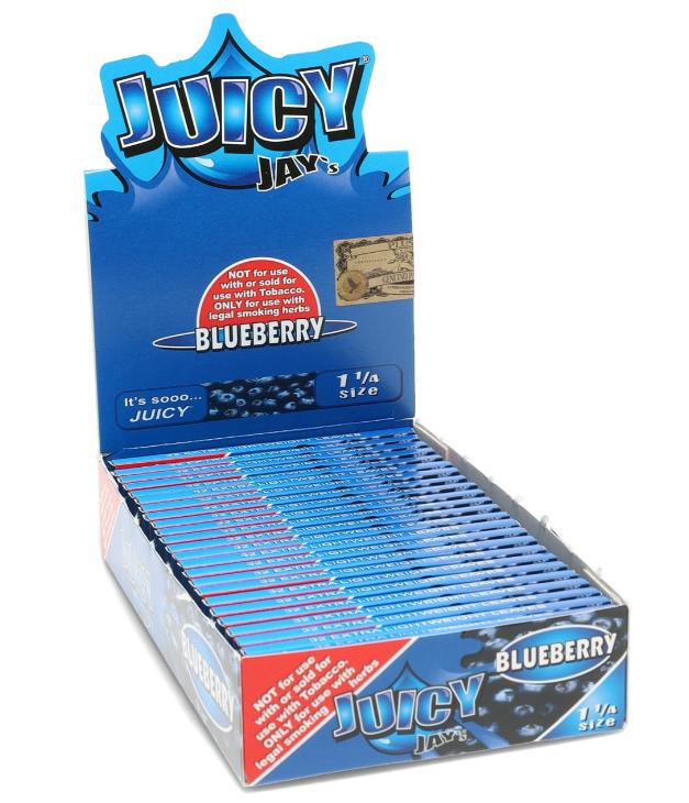 24-Pack Juicy Jay’s 1 ¼ Flavored Rolling Papers Display – RPJJ (Blueberry)