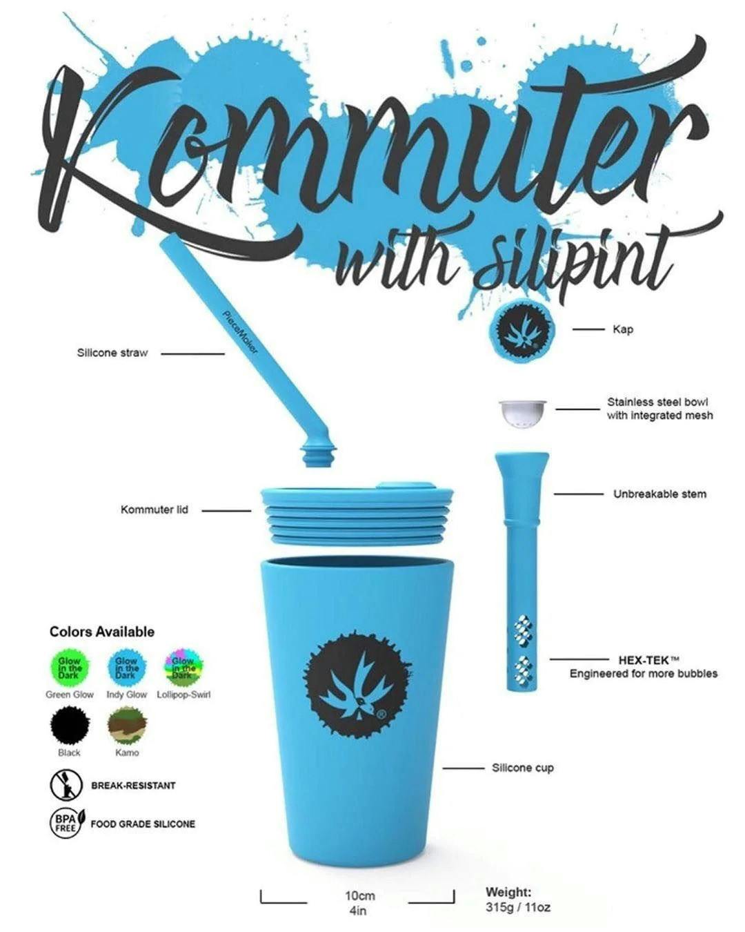Kommuter Water-Pipe Cup (Blue) | Bongs