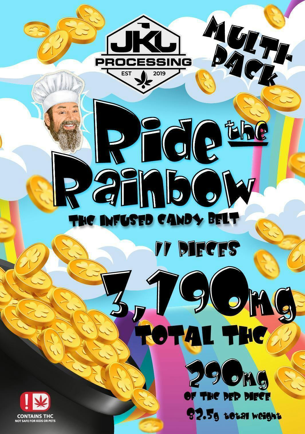 JKJ Processing | Ride the Rainbow Candy Belts | 3190mg | Gummies | 11pk | 2