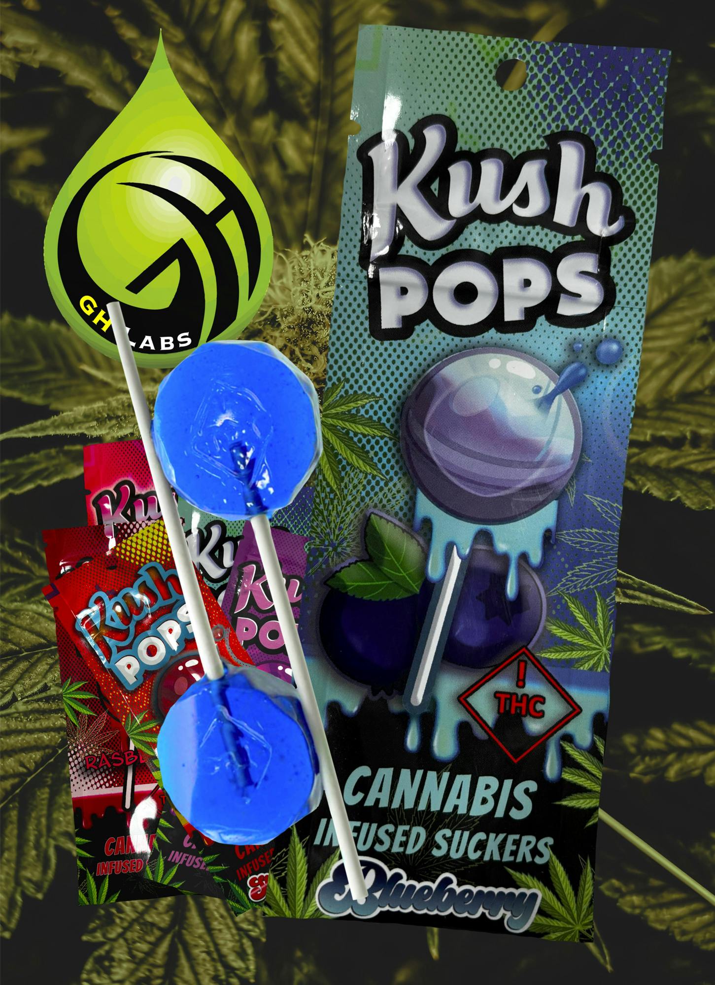 Kush Pops 100mg Suckers (2-Pack) | Blueberry | 2pk | 50mg/ea