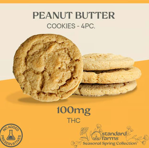 Peanut Butter Cookies | Baked Goods | 4pk | 23.18mg/ea by Standard Farms