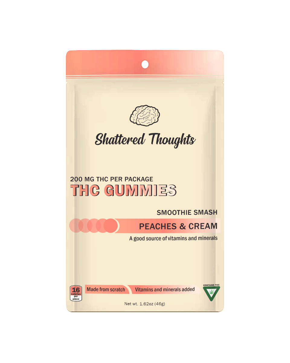 Shattered Thoughts | Peaches & Cream Gummies | 200mg | 10ct | 20mg/ea