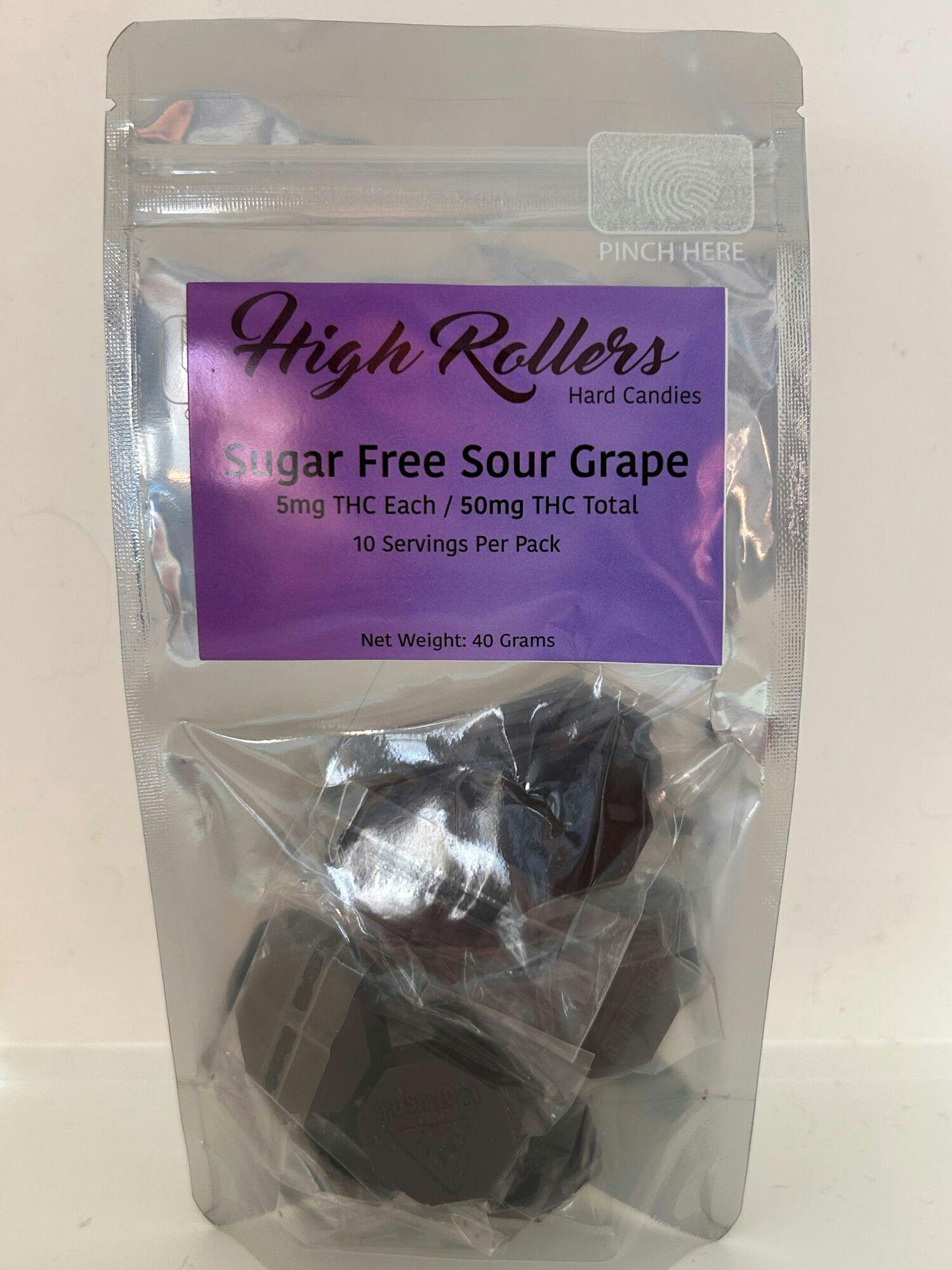 High Rollers - Hard Candies - Sugar Free Sour Grape -/5mg/50mg | 10pk | 5mg