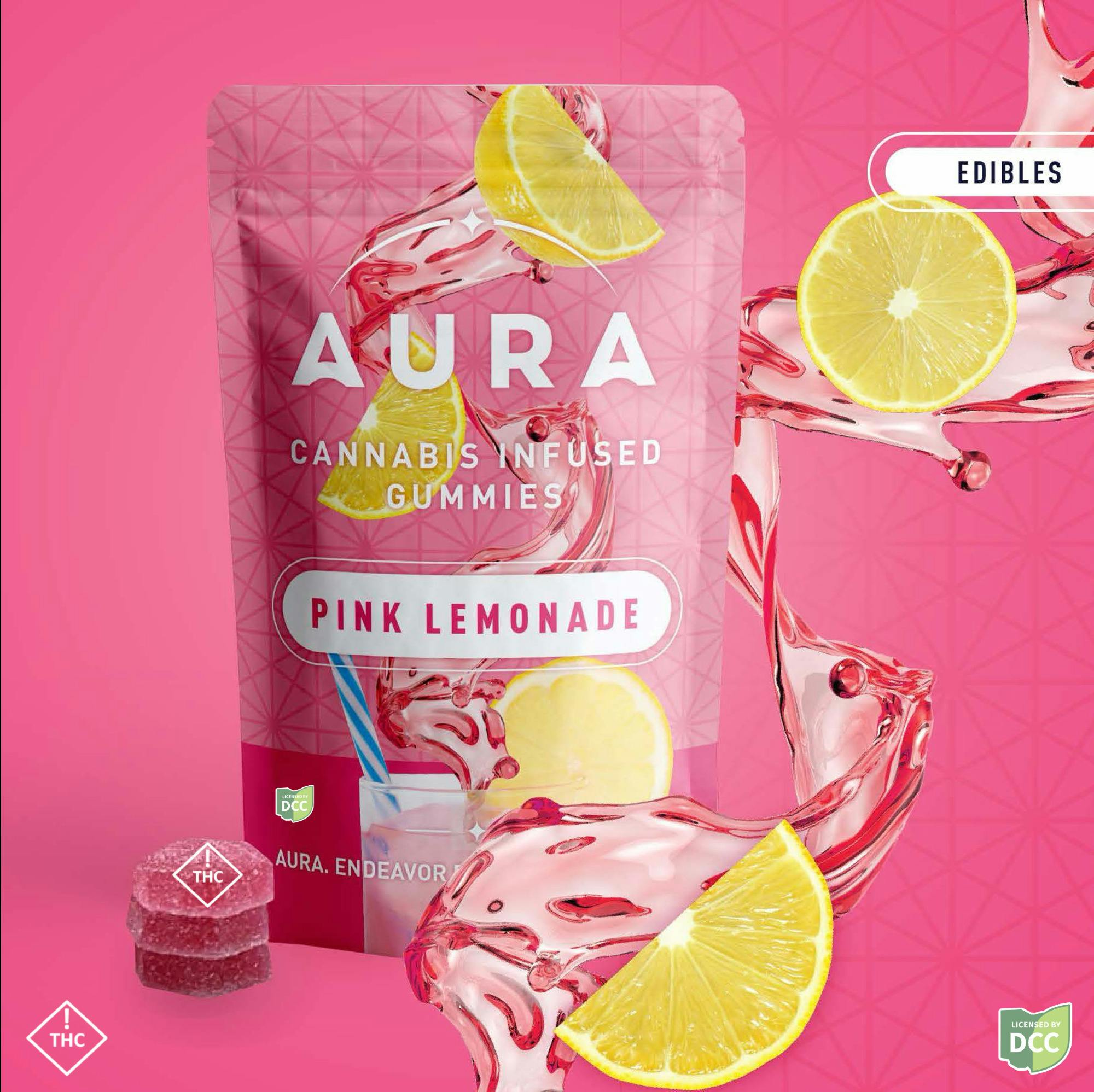 Aura | Pink Lemonade Crunch Entourage | 110mg Gummies | Gummies | 11pk | 10