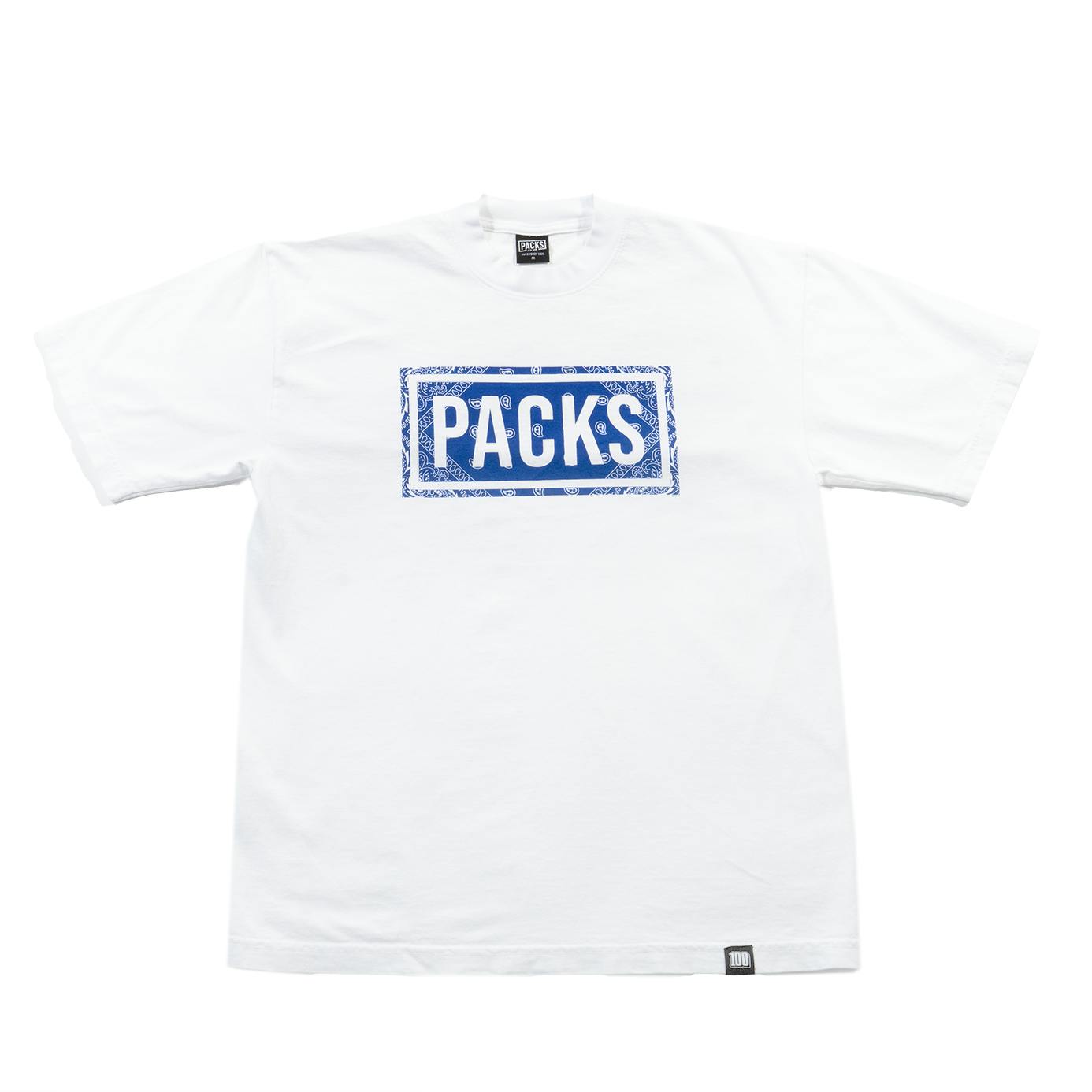 100PACKS - Paisley PACKS Logo - Blue - S | Apparel