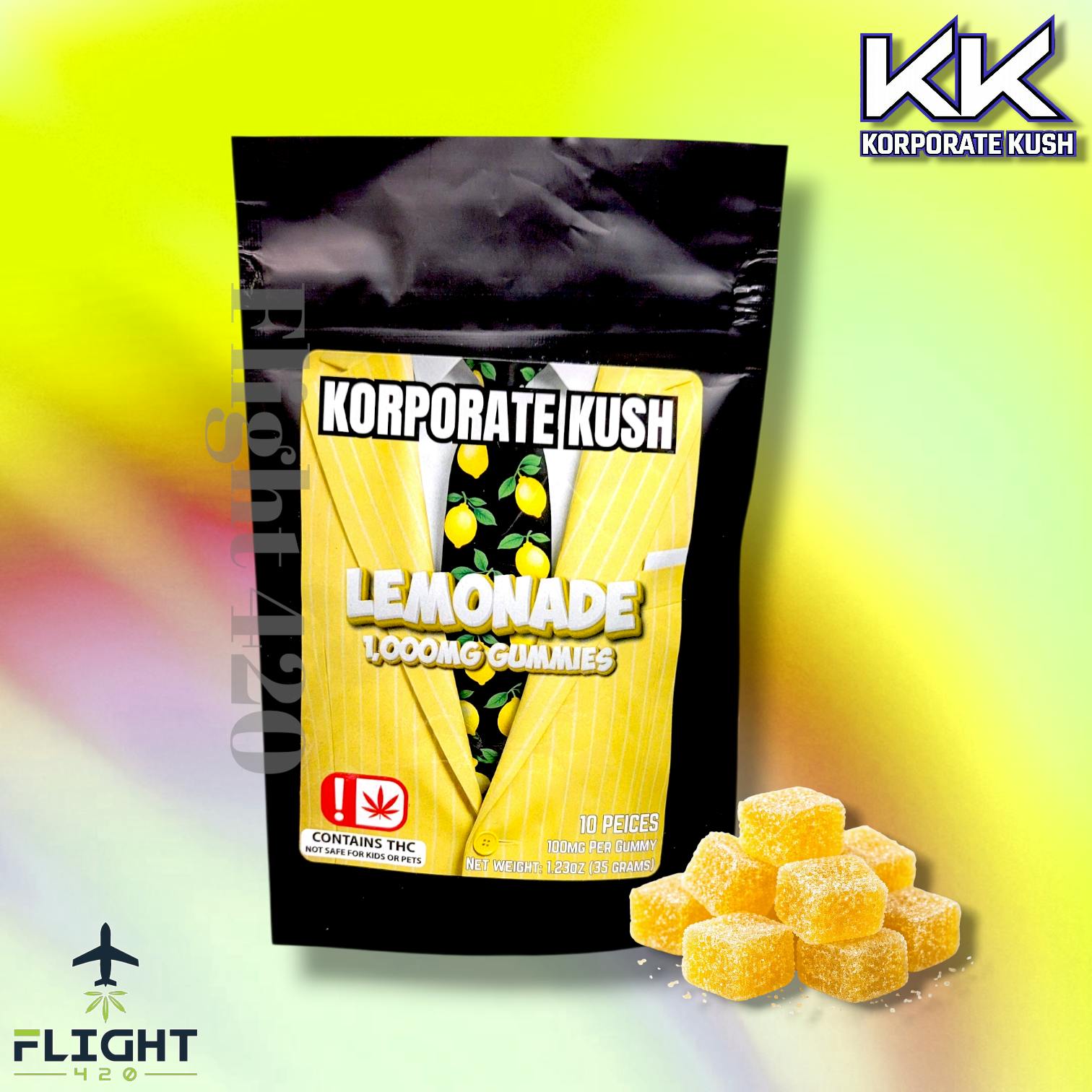 Korporate Kush 1000mg Gummies Lemonade | Gummies | 10pk | 100mg/ea