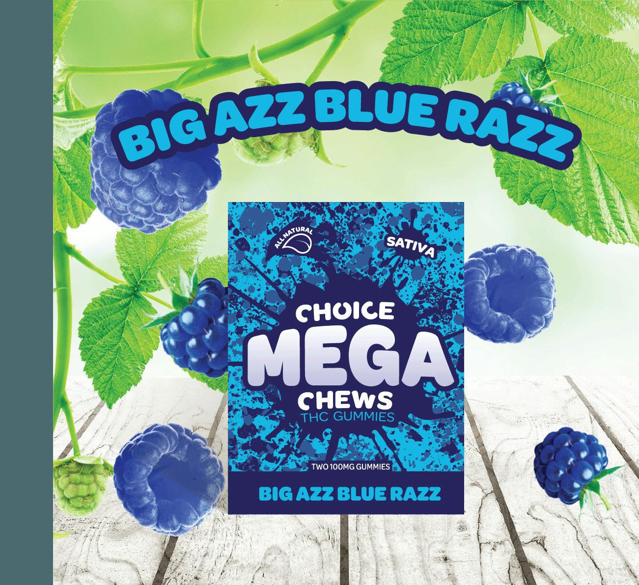 Choice Chews | Big Azz Blue Razz Gummies | 200mg | 2ct | 100mg/ea by Choice Labs