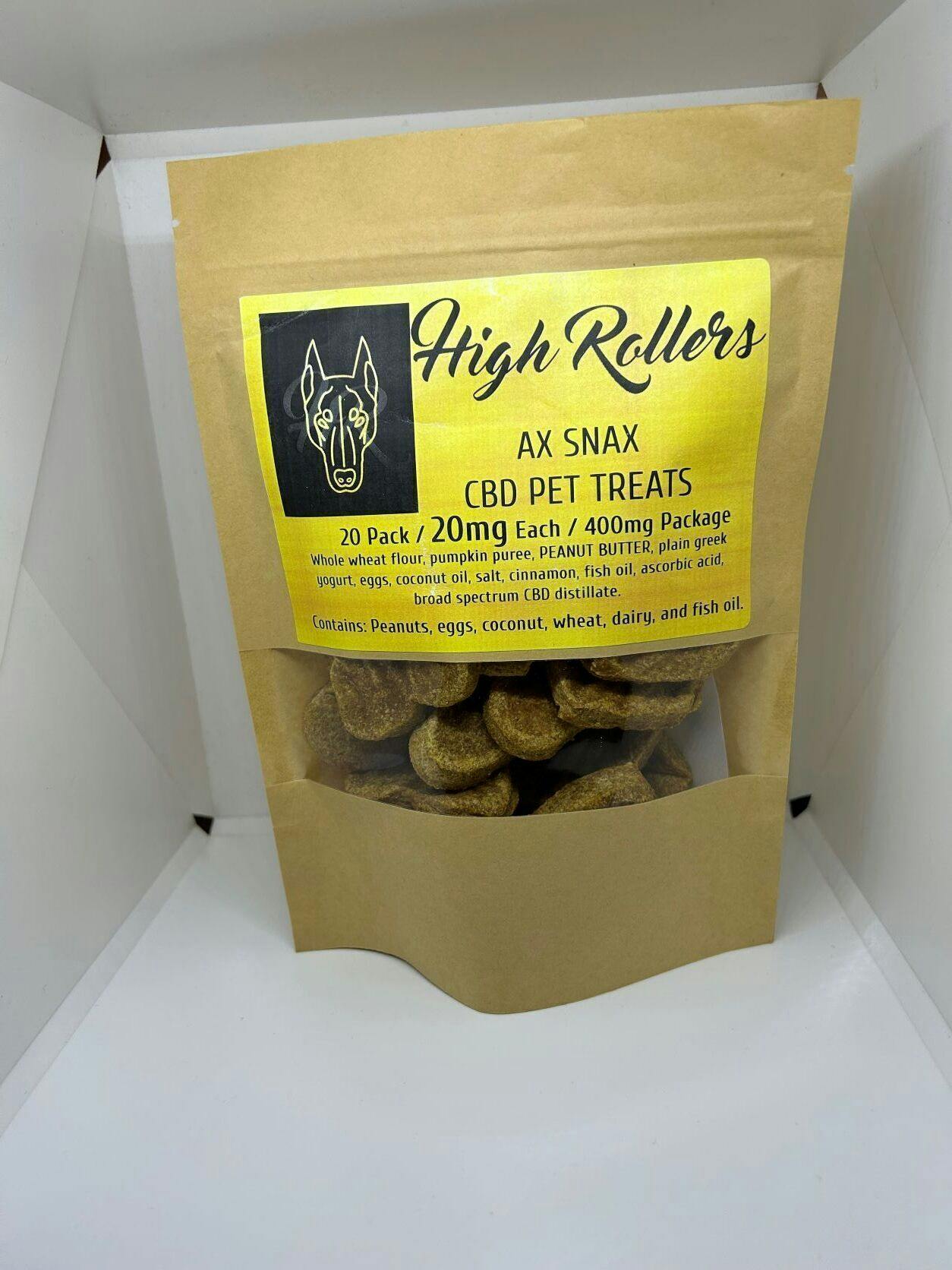 High Rollers - Ax Snax Dog Treats - / 20 mg / 400 mg | Baked Goods | 20pk |
