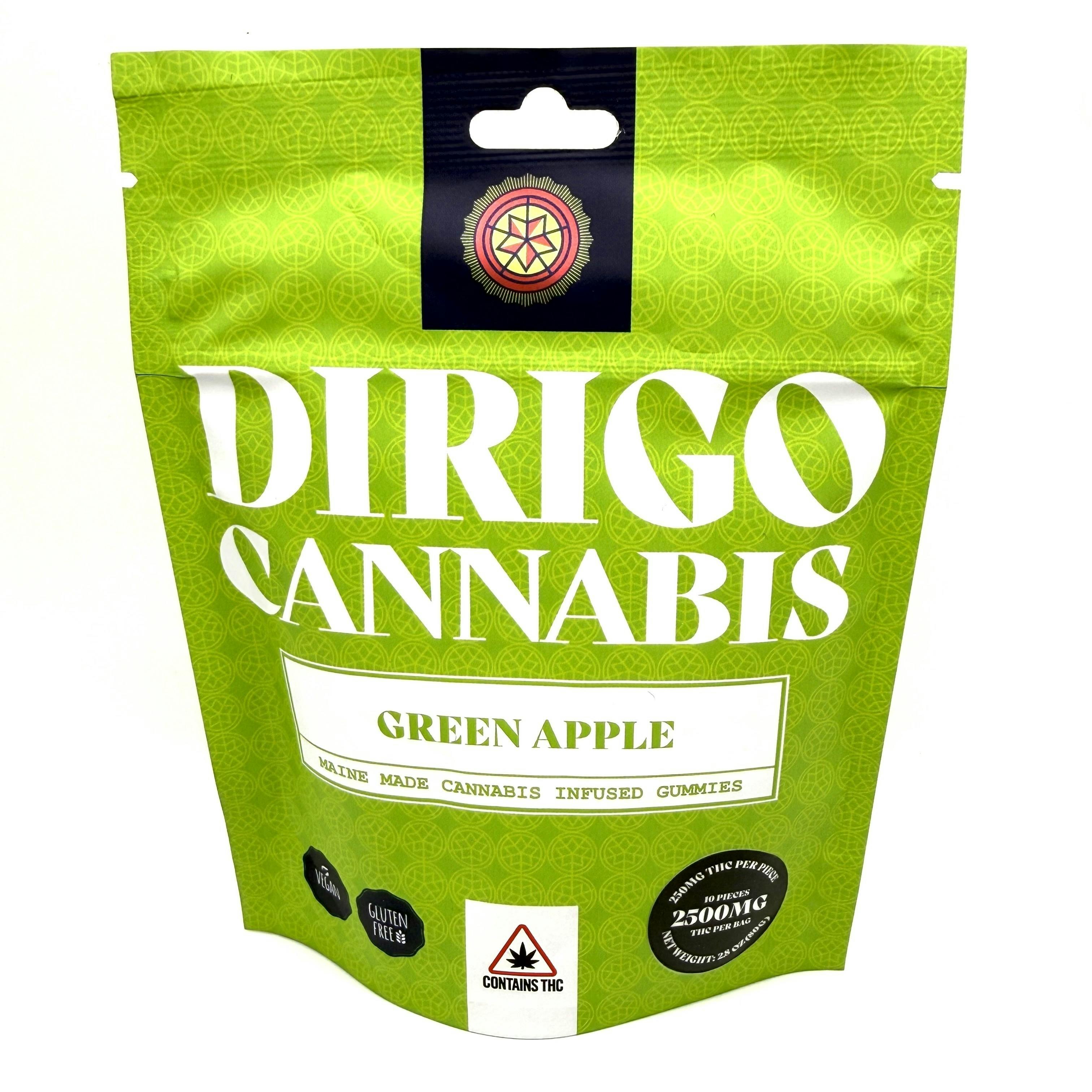 2500mg Green Apple Gummies | Dirigo Cannabis | Gummies | 10pk | 250mg/ea