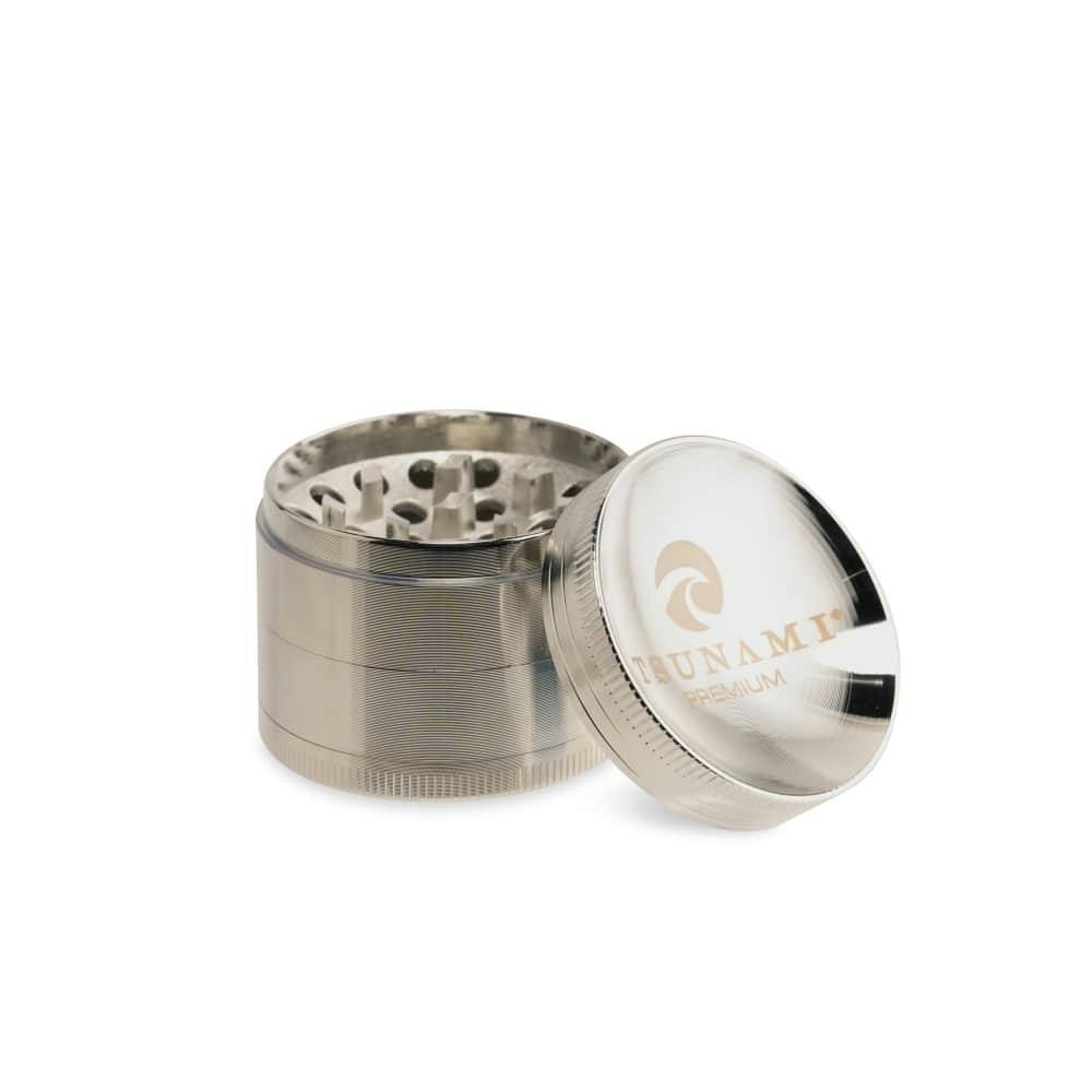 Tsunami - 63mm Premium Grinder - Silver | Grinders at Crafted Leaf Cannabis