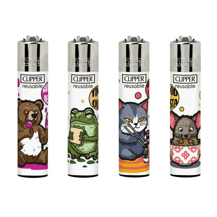 Clipper Refillable Lighters - Random Creatures (White) | Accessories
