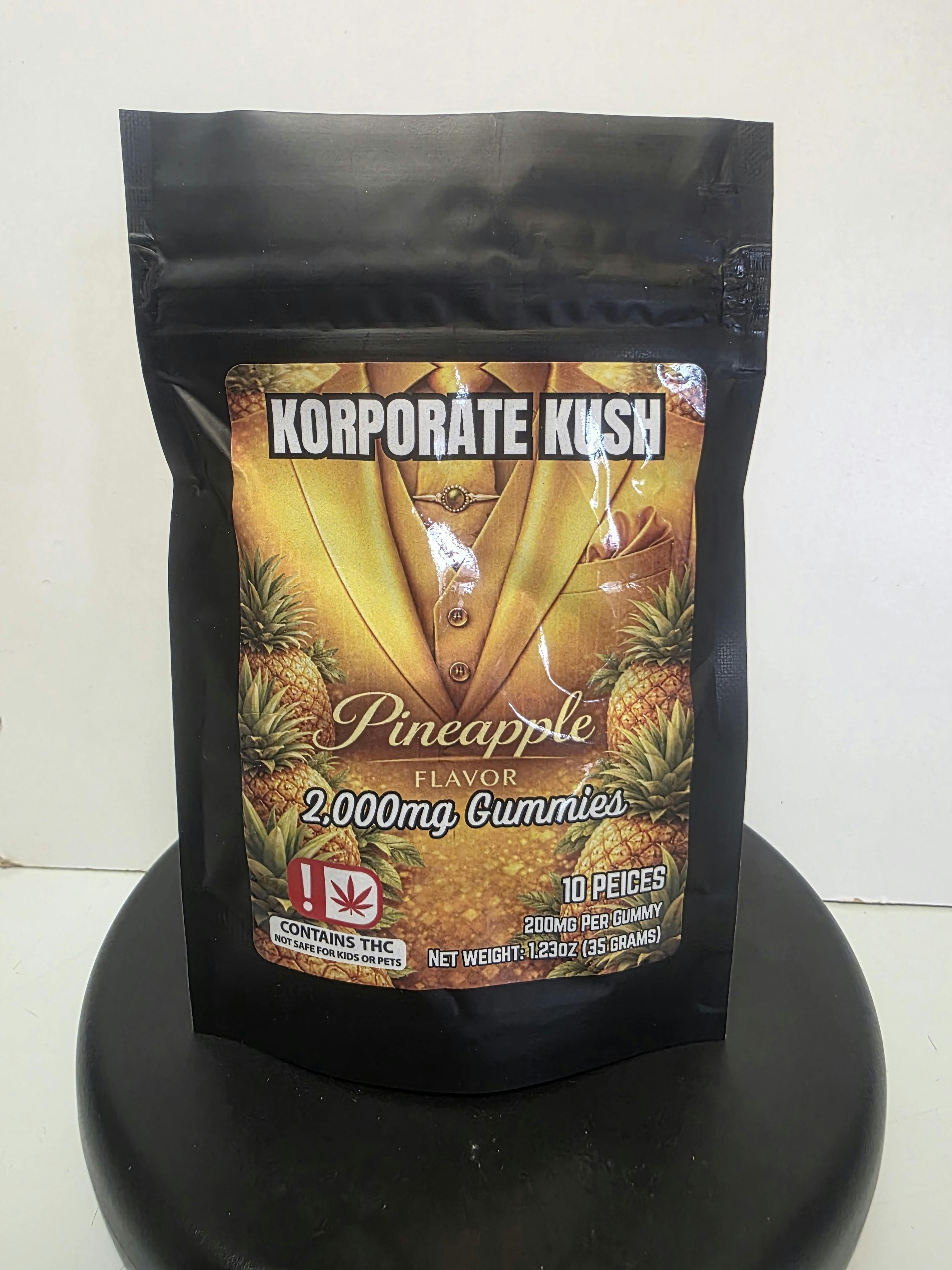 Korporate Kush Pineapple 2000mg Gummies | Gummies | 10pk | 200mg/ea
