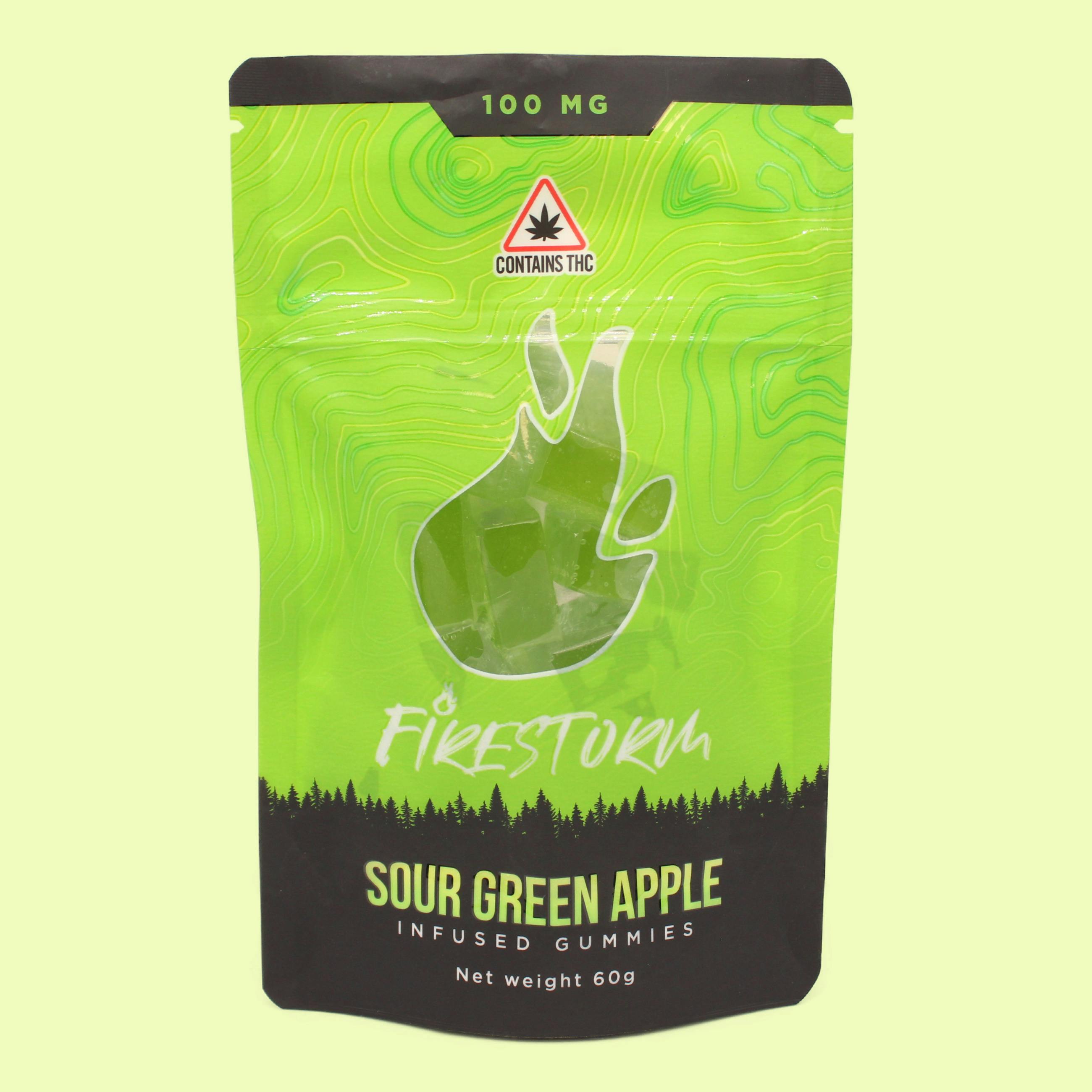 Firestorm | Sour Green Apple | Gummies | (100mg) | Gummies | 10pk | 10mg/ea