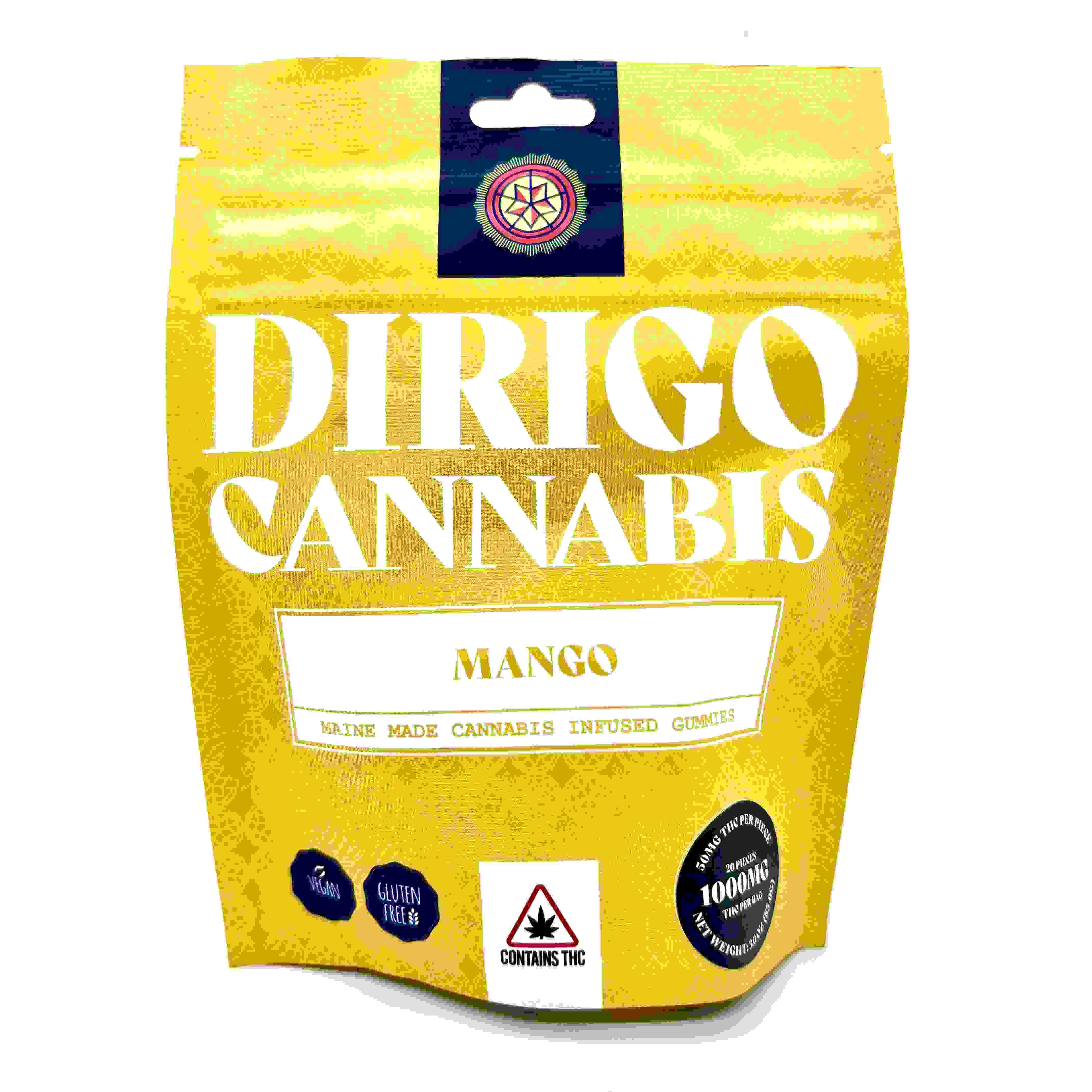 1000MG Mango Gummies | Dirigo Cannabis | Gummies | 20pk | 50mg/ea