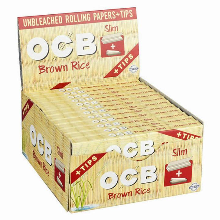 OCB Brown Rice Slim Papers w/ Tips | Accessories
