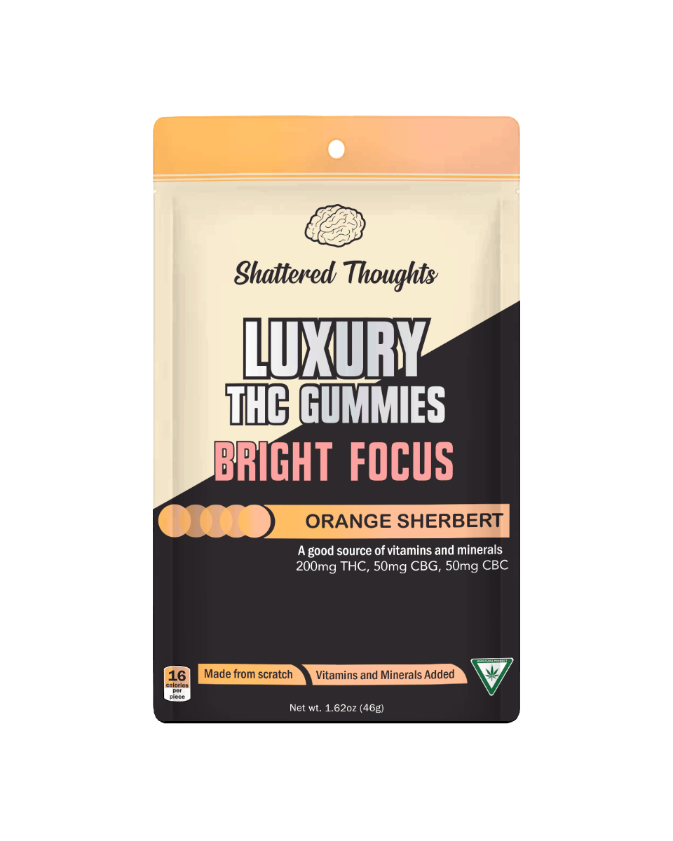 Orange Sherbert Focus Gummies | 4:1:1 THC:CBG:CBC | 200mg | 10ct | 20mg/ea by Shattered Thoughts