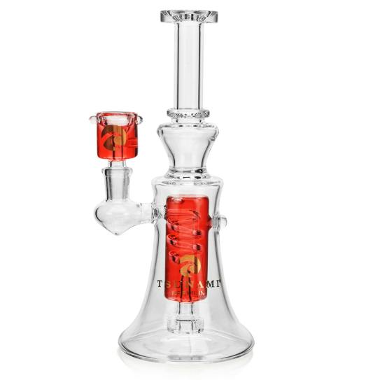 Tsunami Water Pipe - Freezable Glycerine - Swirl Edition - 9" - Red | Acces