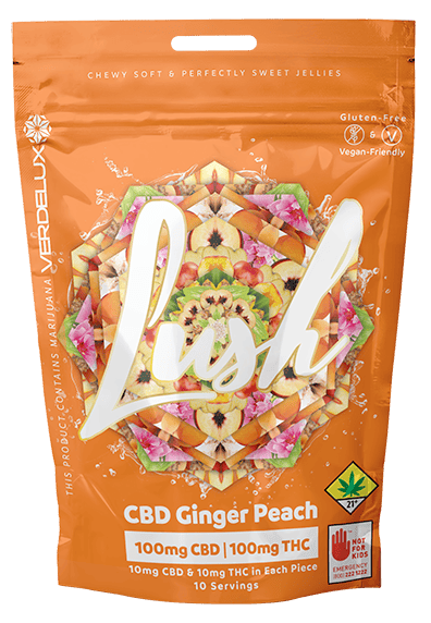 Lush Ginger Peach 1:1 Jelly Chews Gummies 10-Pack Edibles Verdelux | 200mg
