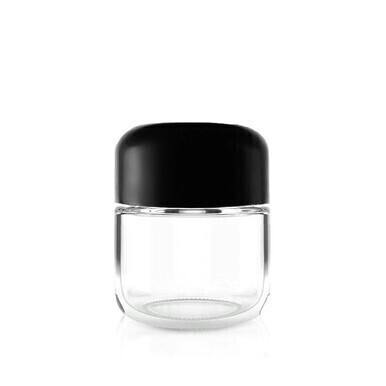 Arched Glass Jar w/ Clear Black Cap - 1oz | Storage