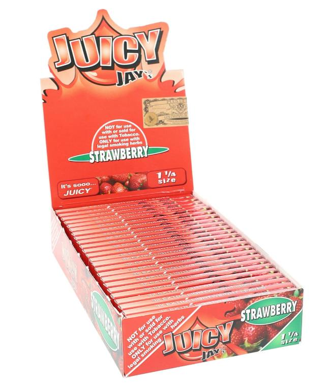 24-Pack Juicy Jay’s 1 ¼ Flavored Rolling Papers Display – RPJ (Strawberry)