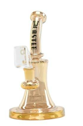 Castle Glassworks 8.5 inch 7mm Electroplated Bell Rig with banger - Gold |