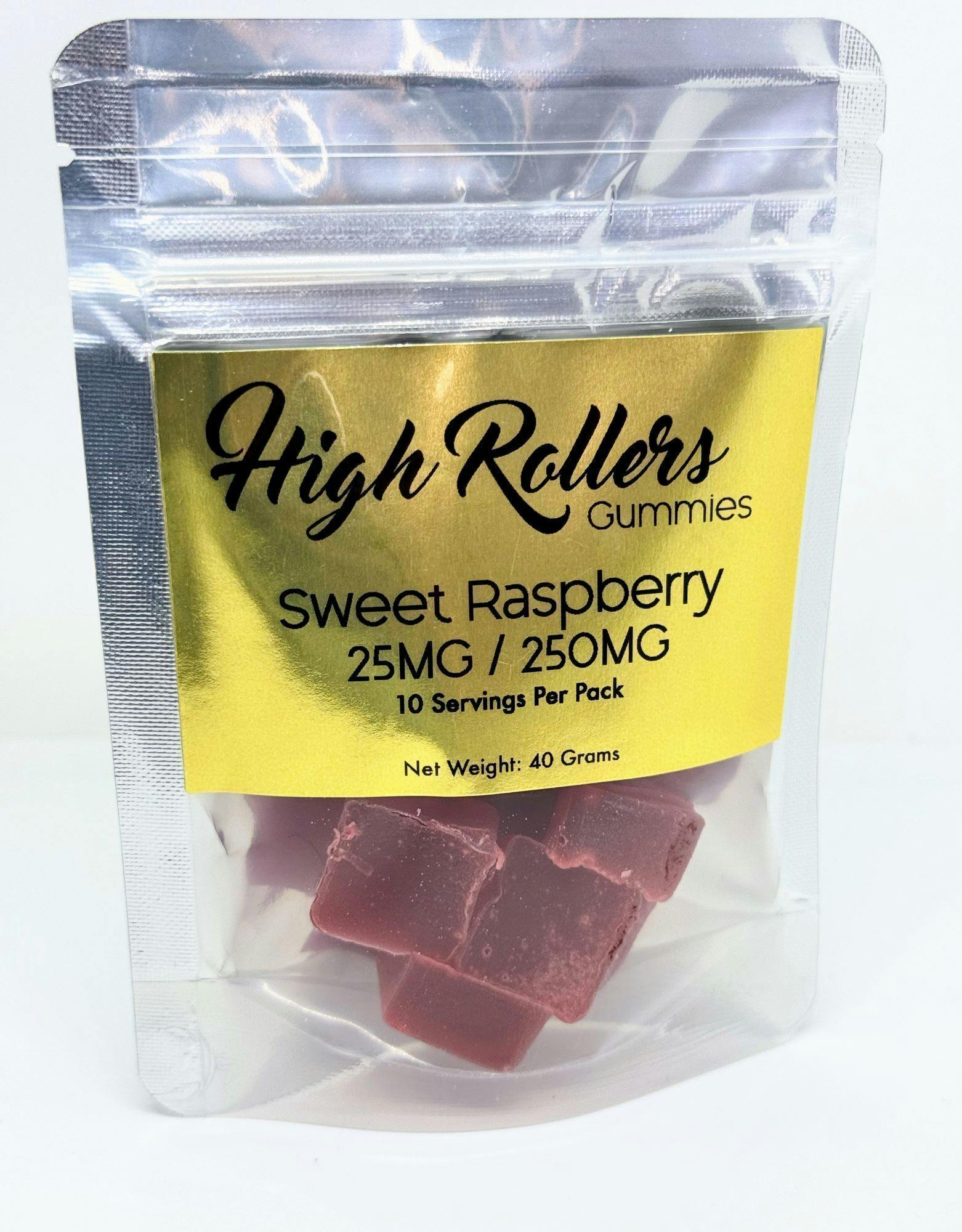 High Rollers - Gummies -/25mg/250mg - Sweet Raspberry | Gummies | 10pk | 25