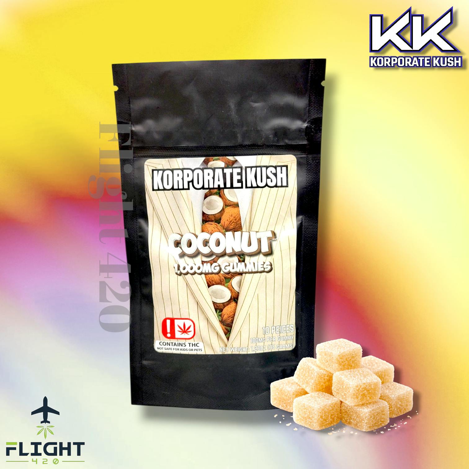 Korporate Kush 1000mg Gummies Coconut | Gummies | 10pk | 100mg/ea