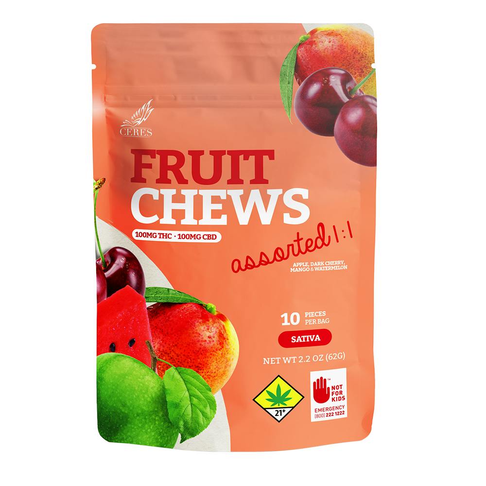 Assorted Fruit Chews CBD 1:1 (Sativa) | Gummies | 10pk | 10mg/ea