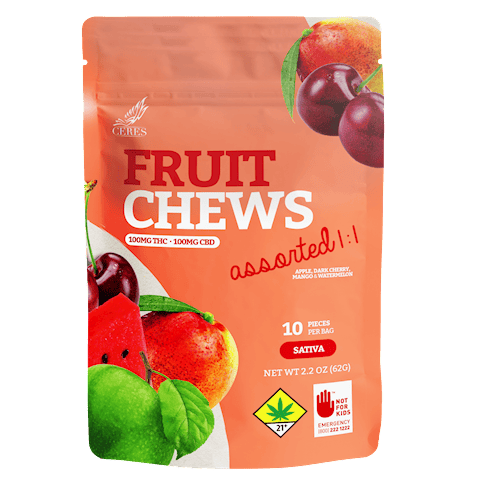 Assorted Fruit Chews 1:1 | Gummies | 10pk | 10mg/ea