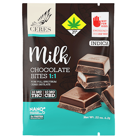 Ceres - Indica Milk Chocolate Bite 1:1 CBD Single | Chocolates | 10mg/ea at PRC - Edmonds