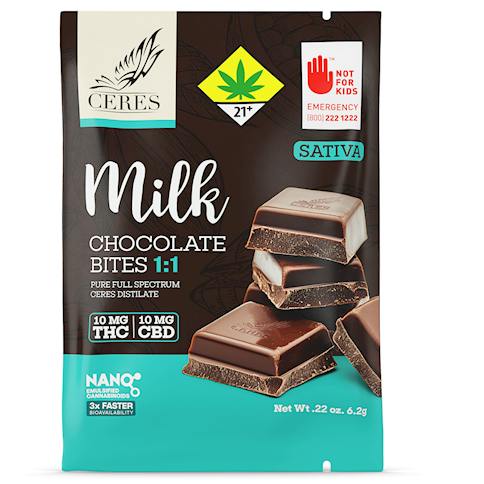 Ceres - Sativa Milk Chocolate Bite 1:1 CBD Single | Chocolates | 10mg/ea