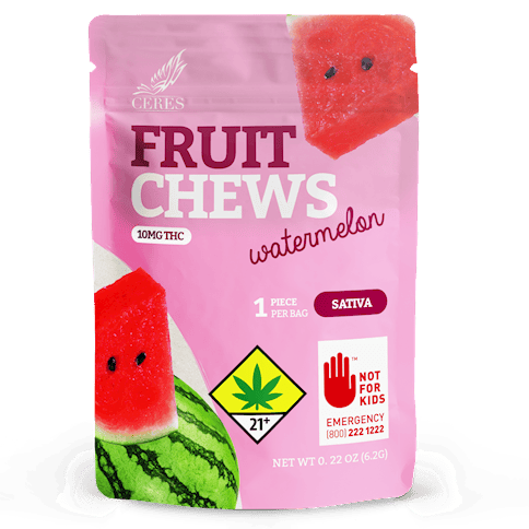 Watermelon Sativa Fruit Chews | Gummies | 10mg/ea