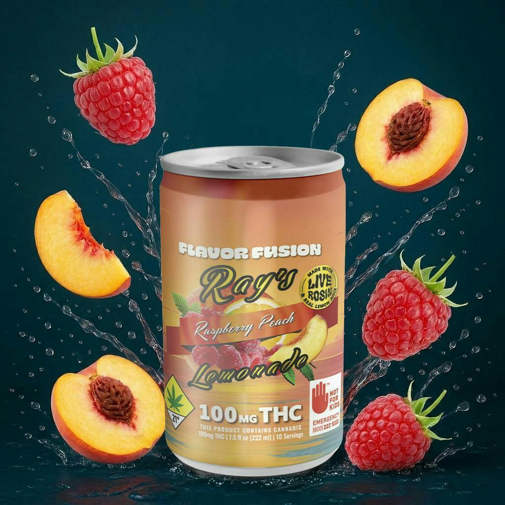 Ray's Lemonade | Raspberry Peach | Carbonated | 100mg | 7.5 fl oz