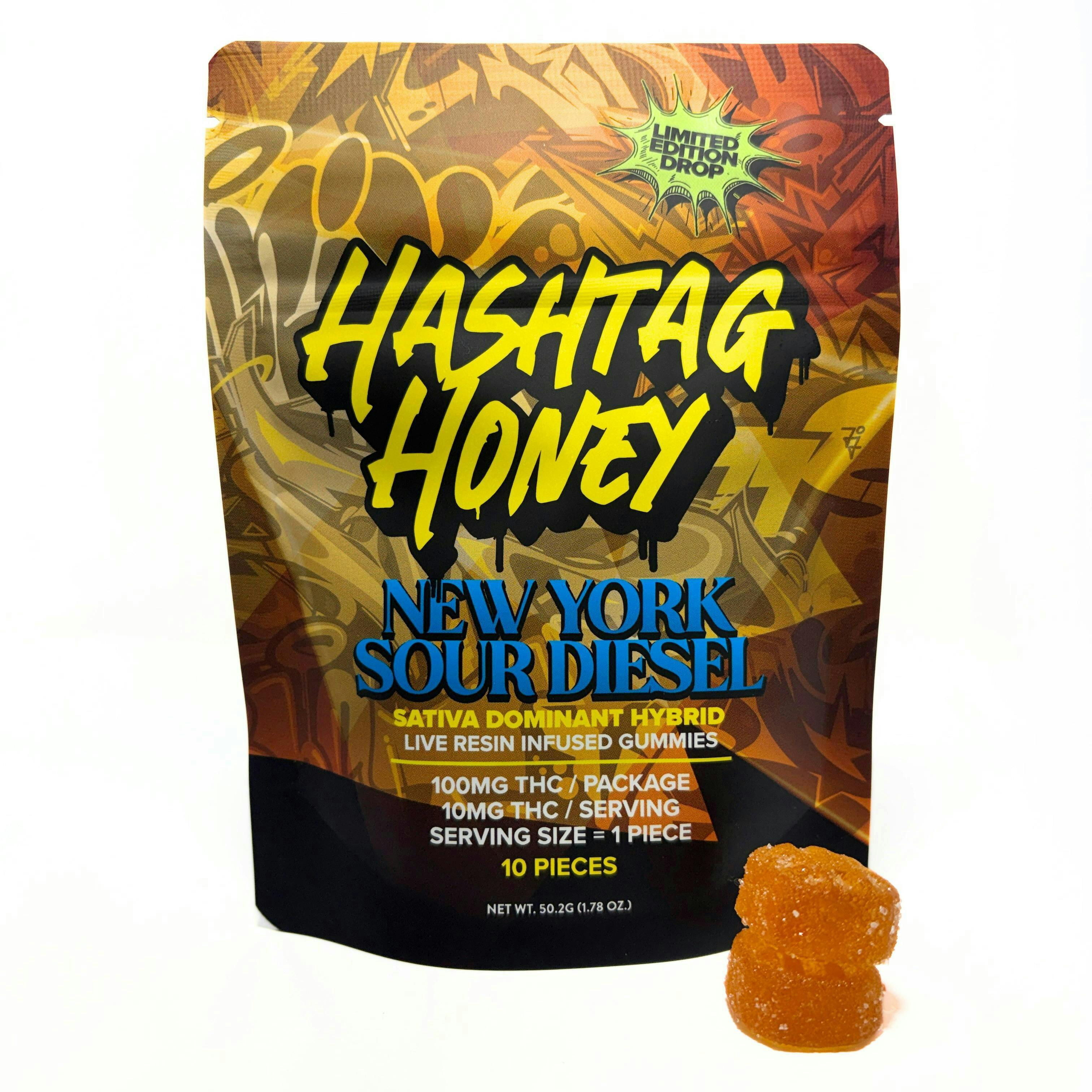 はちみつです₊⁎⁺˳✧༚ Hashtag Honey | NY Sour Diesel Live Resin Gummies | 100mg | 10ct